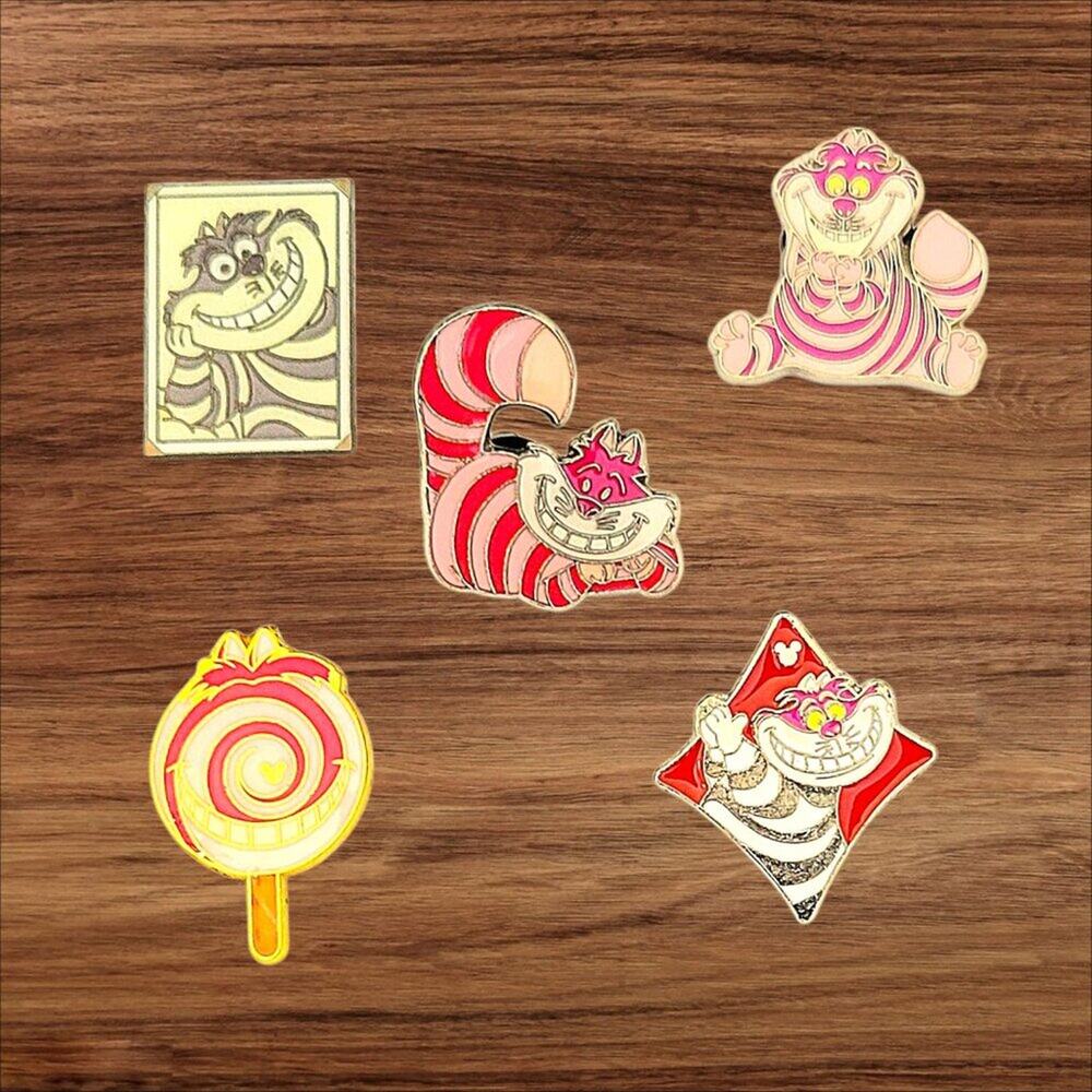 5 Cheshire Cat from Wonderland Disney Parks Trading Pins, Plus 2 Bonus Pins